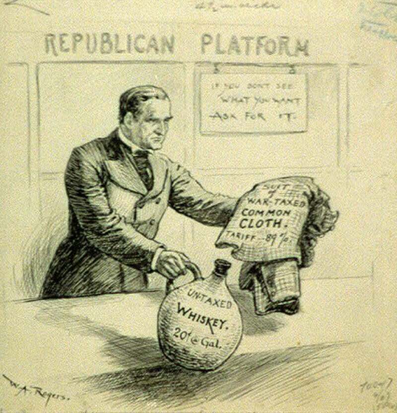 W.A. Rogers, Harper's Weekly, 1888 — McKinley Tariff cartoon